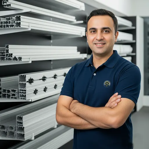 Engineer reviewing aluminium profiles